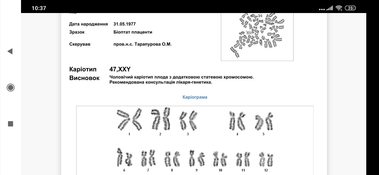 Анализ на кариотип