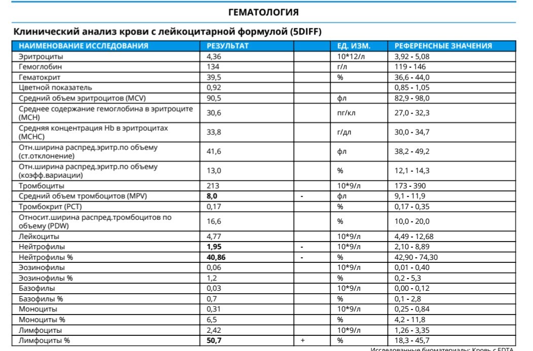 Расшифровать анализ крови по фото