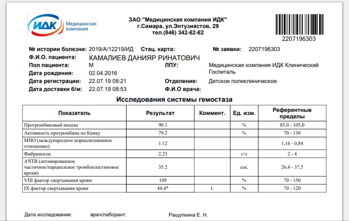 Лист самара. ЗАО медицинская компания ИДК. ИДК анализ крови. ИДК анализы Самара.