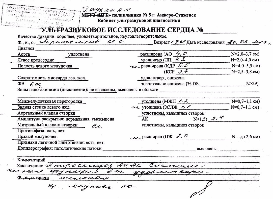 Общий план эхокардиографического обследования протокол исследования