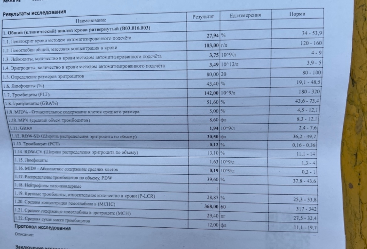 Анализы перед плановой операцией