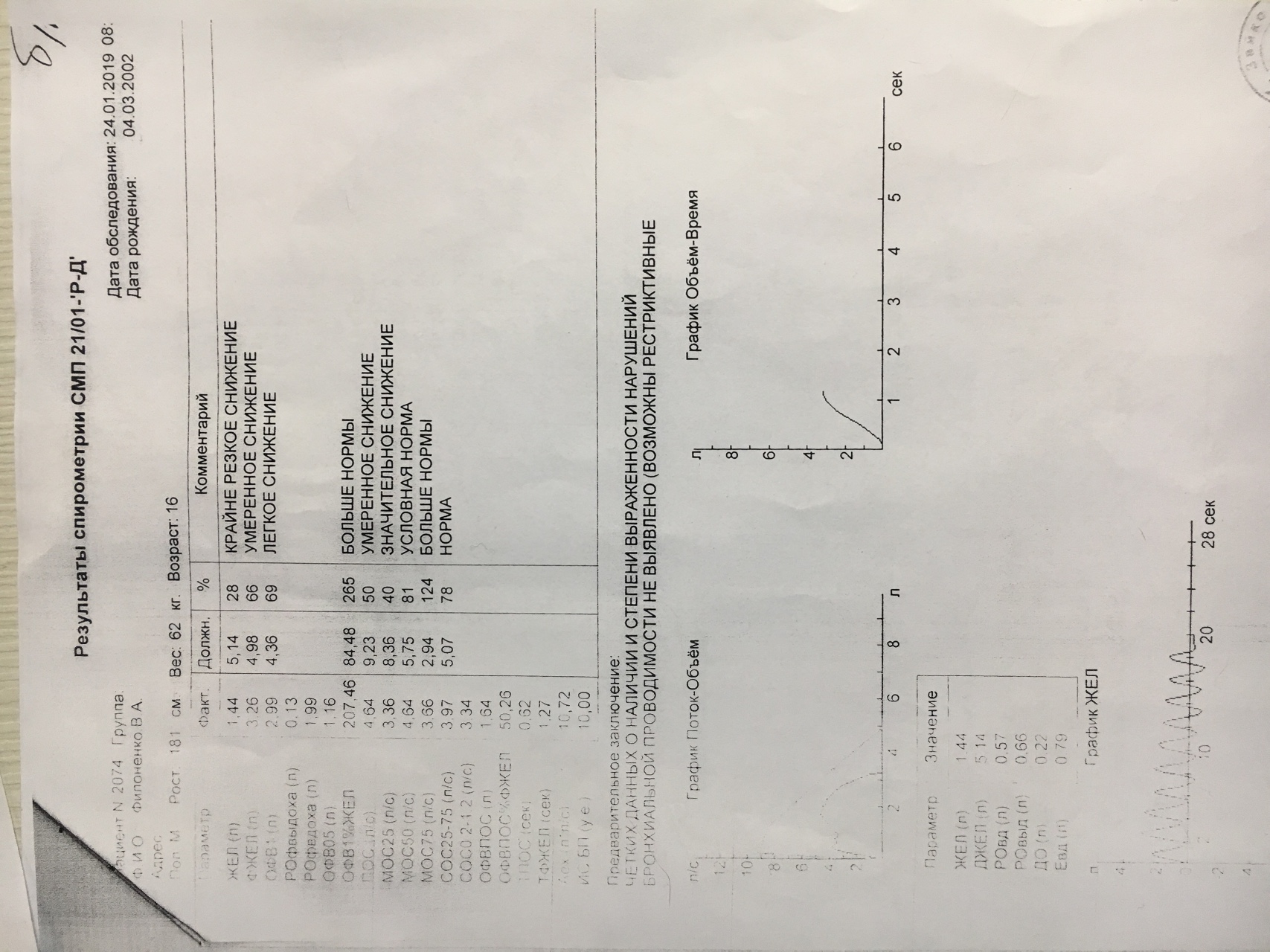 Заключение спирометрии образец - 95 фото