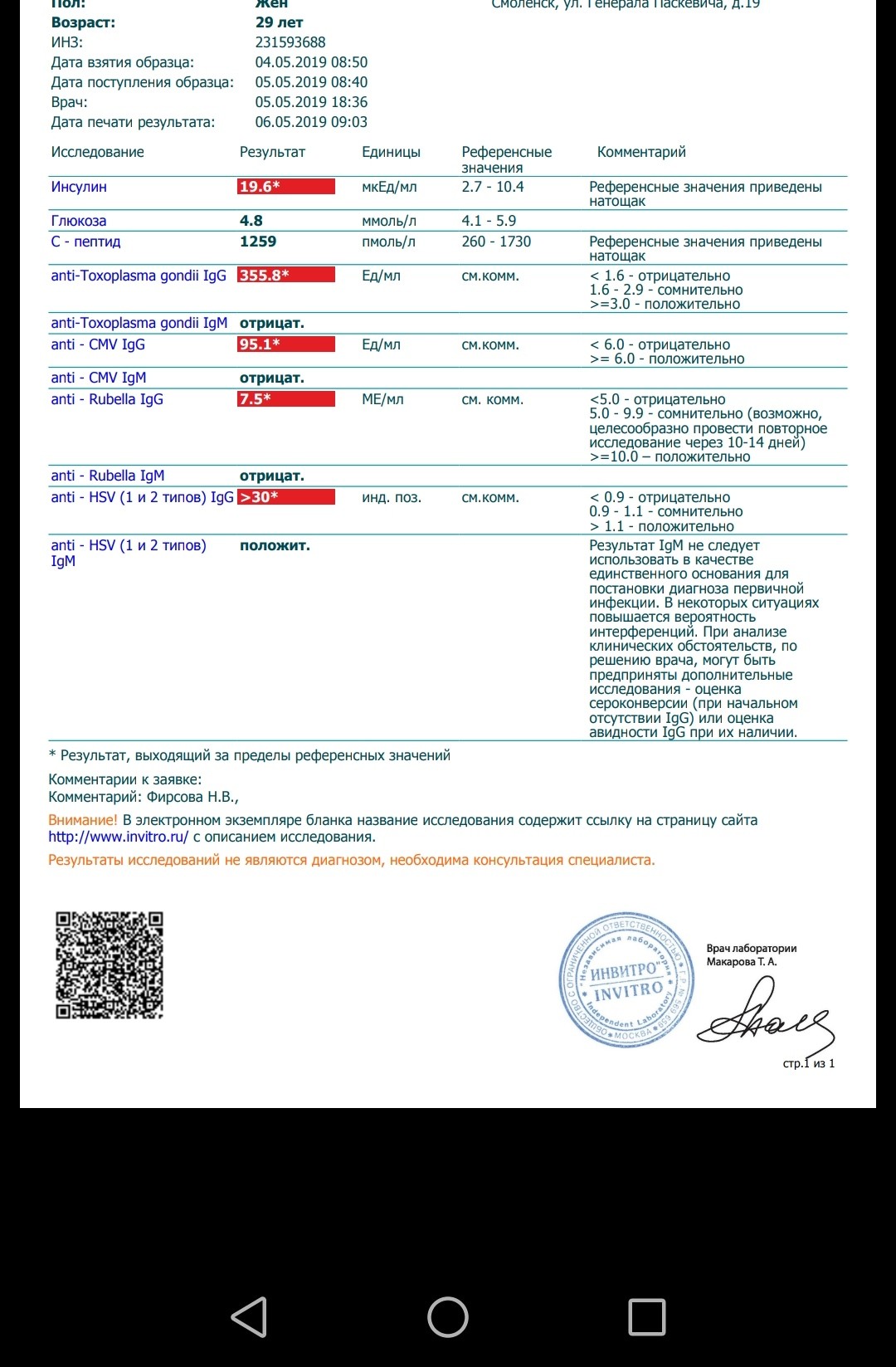 Herpes simplex virus 1 2 igg положительный