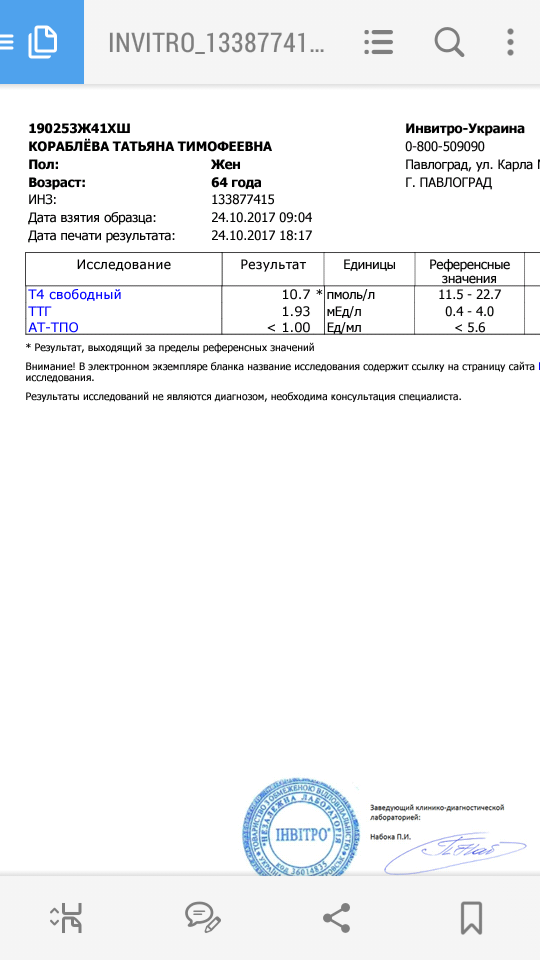 Анализ т. Инвитро ТТГ И т4 Свободный. Т4 Свободный норма инвитро. Т4 Свободный 9.64 пмоль/л. Результат анализа т4 Свободный 11.23.