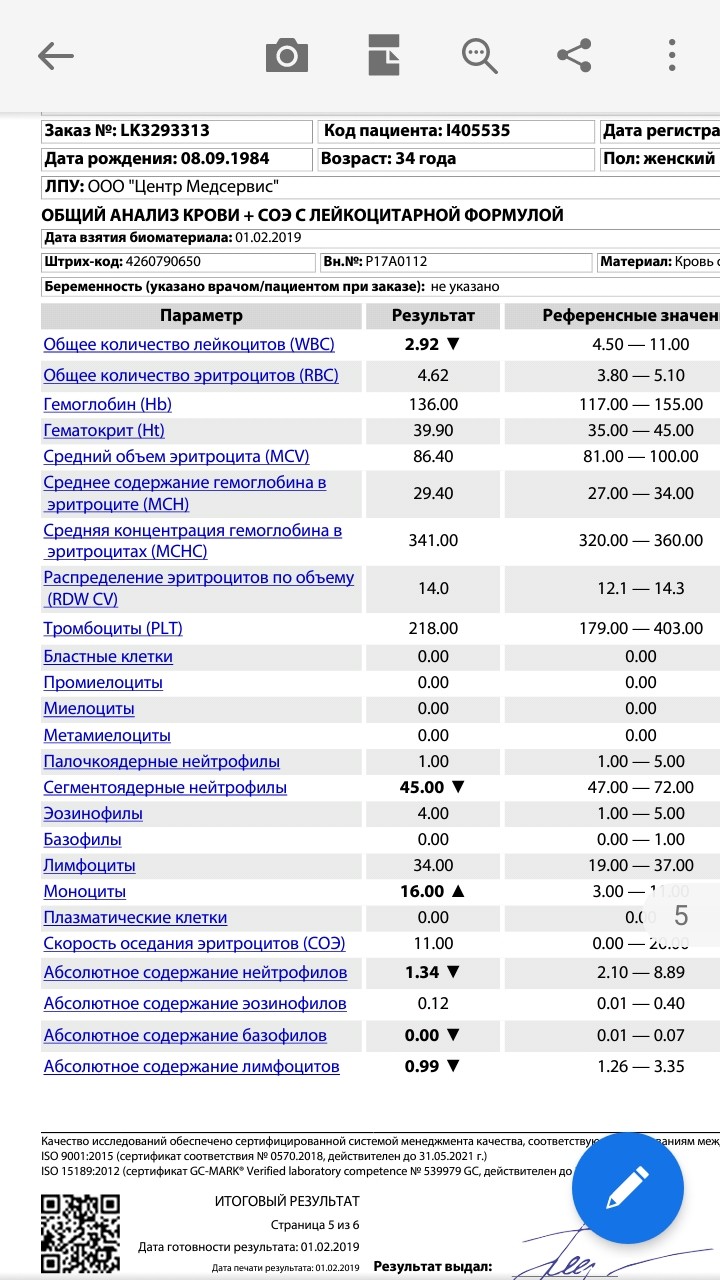 Форум оак. ОАК С лейкоцитарной формулой. Абсолютное содержание нейтрофилов.