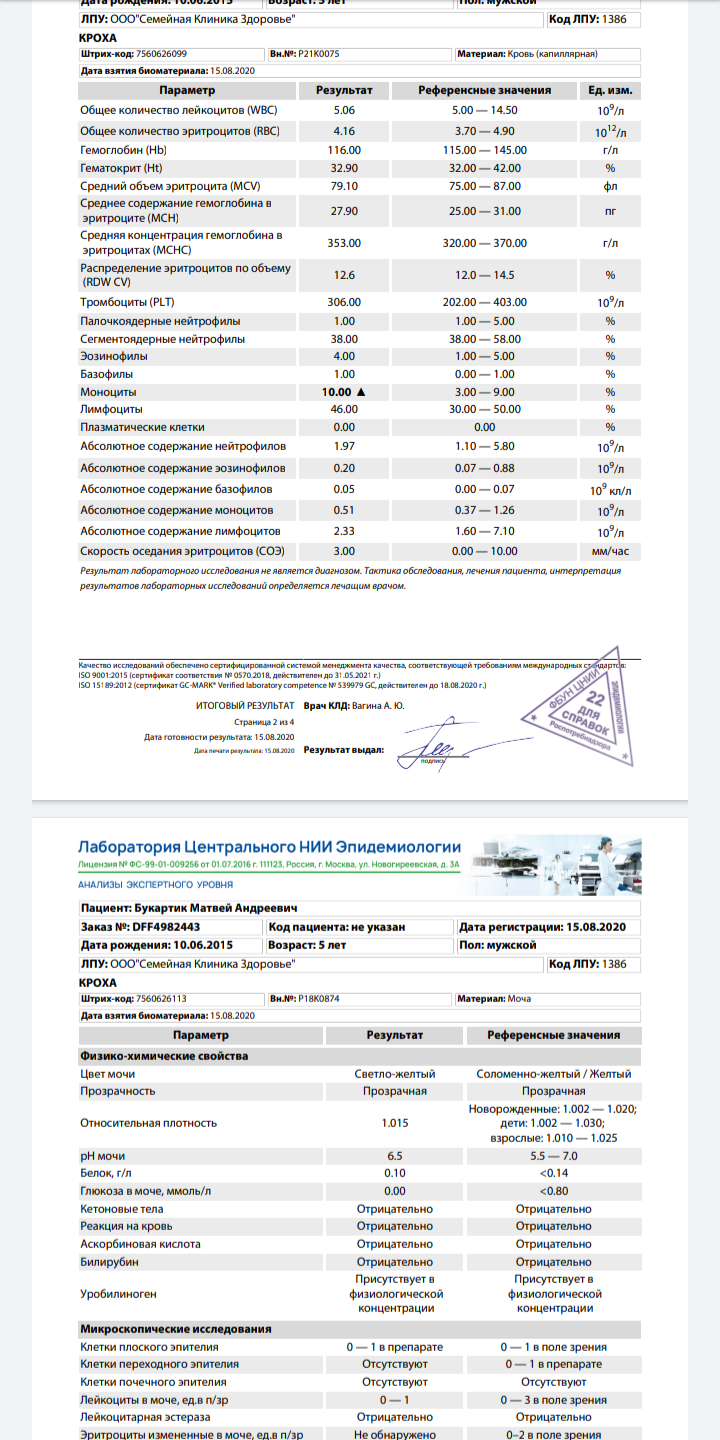 Абсолютное содержание моноцитов понижено